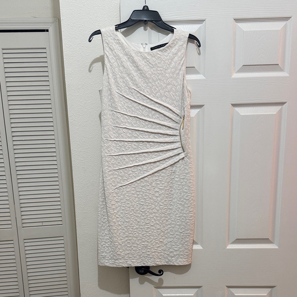 Ivanka Trump Textured Cream Midi Dress